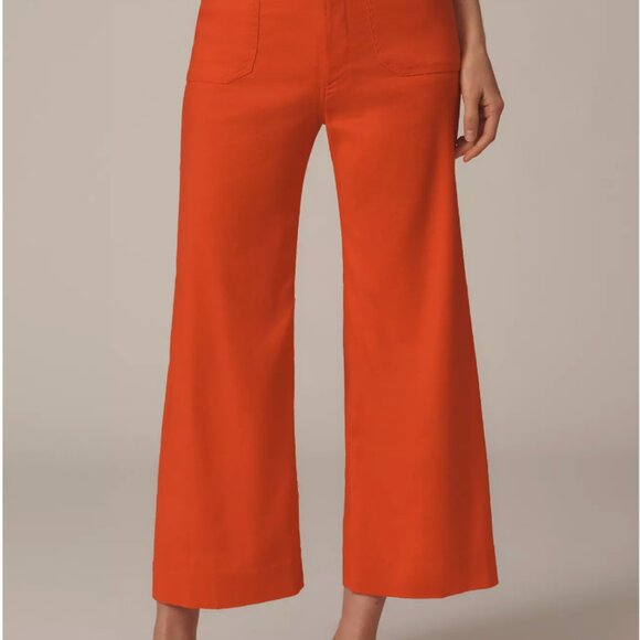 NWT Anthropologie The Colette Cropped Wide-Leg Pants Linen Edition TOMATO JUICE - Picture 4 of 9